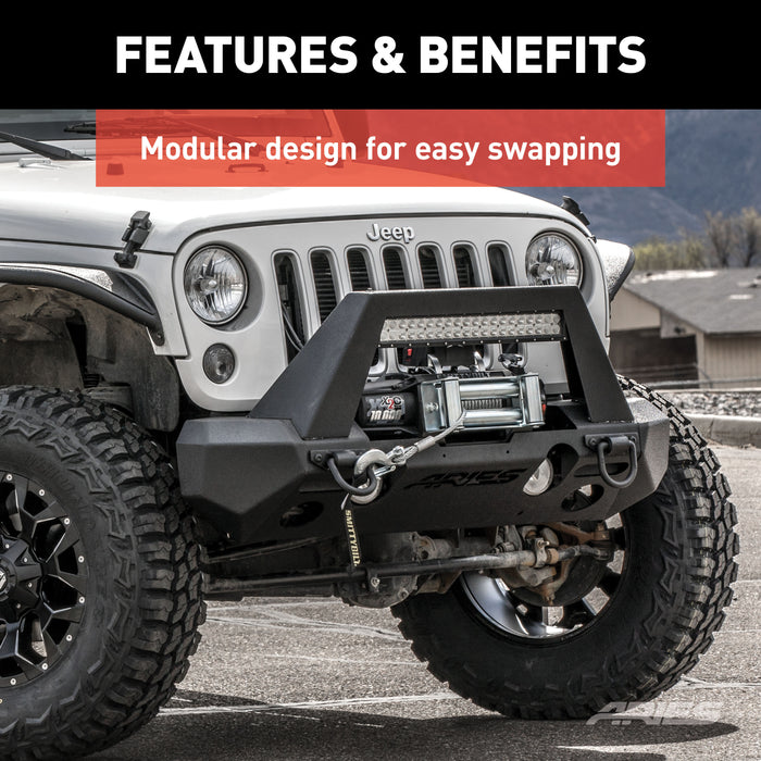 ARIES 2081207 TrailChaser Jeep Wrangler, Gladiator Aluminum Front Bumper Corners for Select Jeep Wrangler