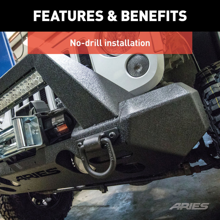 ARIES 2081207 TrailChaser Jeep Wrangler, Gladiator Aluminum Front Bumper Corners for Select Jeep Wrangler