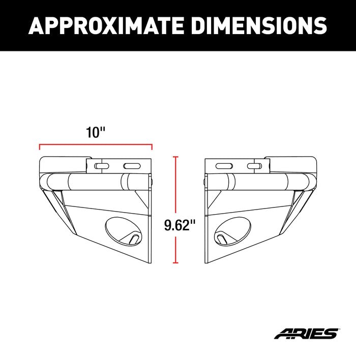 ARIES 2081221 TrailChaser Jeep Wrangler Aluminum Rear Bumper Corners for Select Jeep Wrangler