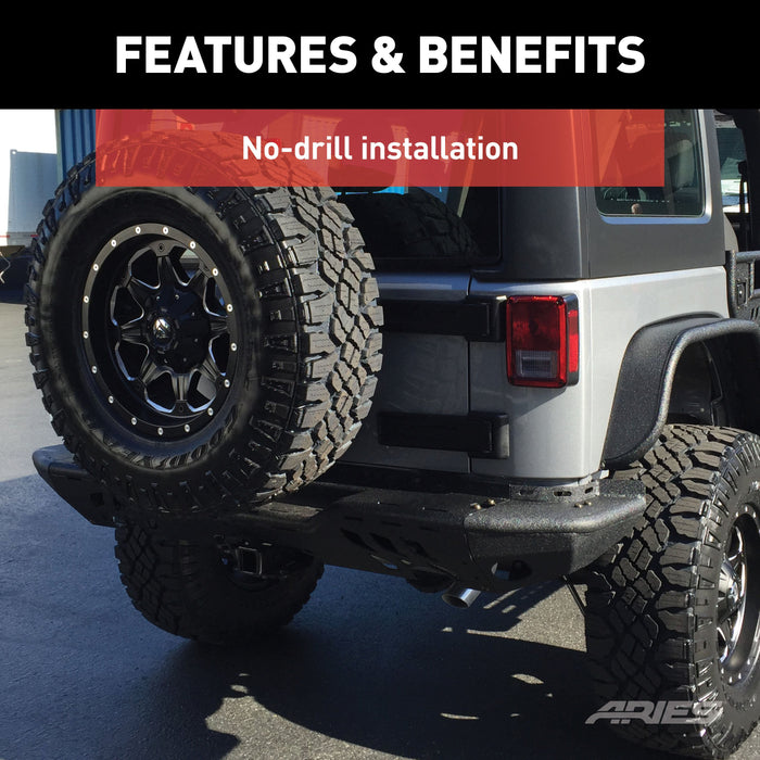 ARIES 2081221 TrailChaser Jeep Wrangler Aluminum Rear Bumper Corners for Select Jeep Wrangler