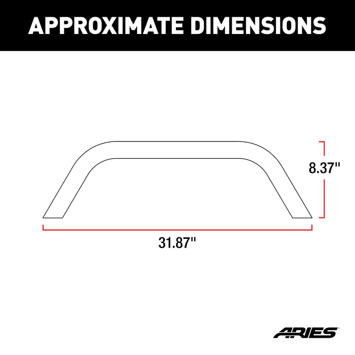 ARIES 2081252 TrailChaser Jeep Wrangler Steel Front Bumper Round Brush Guard for Select Jeep Wrangler