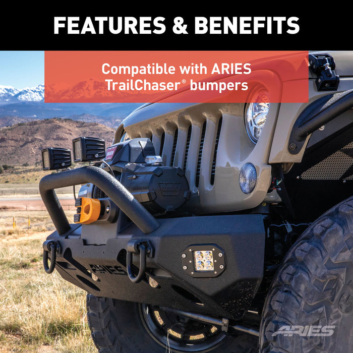 ARIES 2081255 TrailChaser Jeep Wrangler Aluminum Front Bumper Round Brush Guard for Select Jeep Wrangler