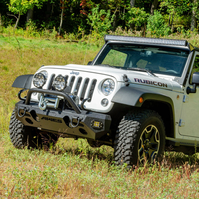 ARIES 2081255 TrailChaser Jeep Wrangler Aluminum Front Bumper Round Brush Guard for Select Jeep Wrangler