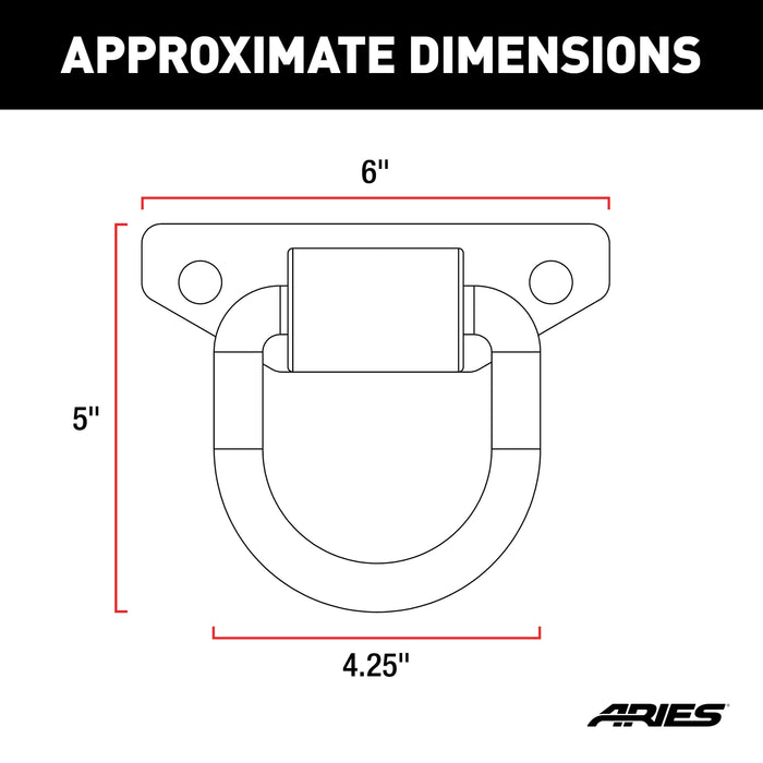 ARIES 2081300 Bolt-On Anti-Rattle D-Rings (9,000 lbs, 2-Pack)