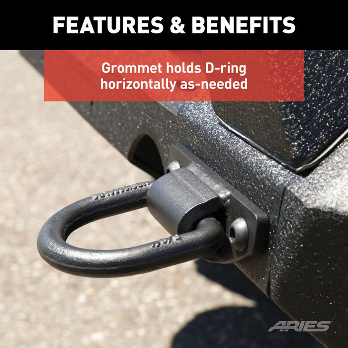 ARIES 2081300 Bolt-On Anti-Rattle D-Rings (9,000 lbs, 2-Pack)