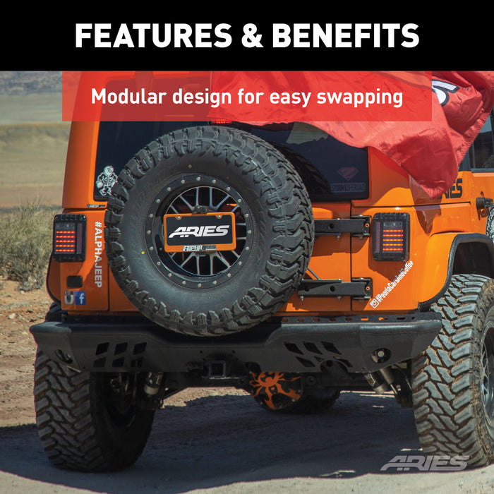 ARIES 2082036 TrailChaser Jeep Wrangler JK Aluminum Rear Bumper for Select Jeep Wrangler