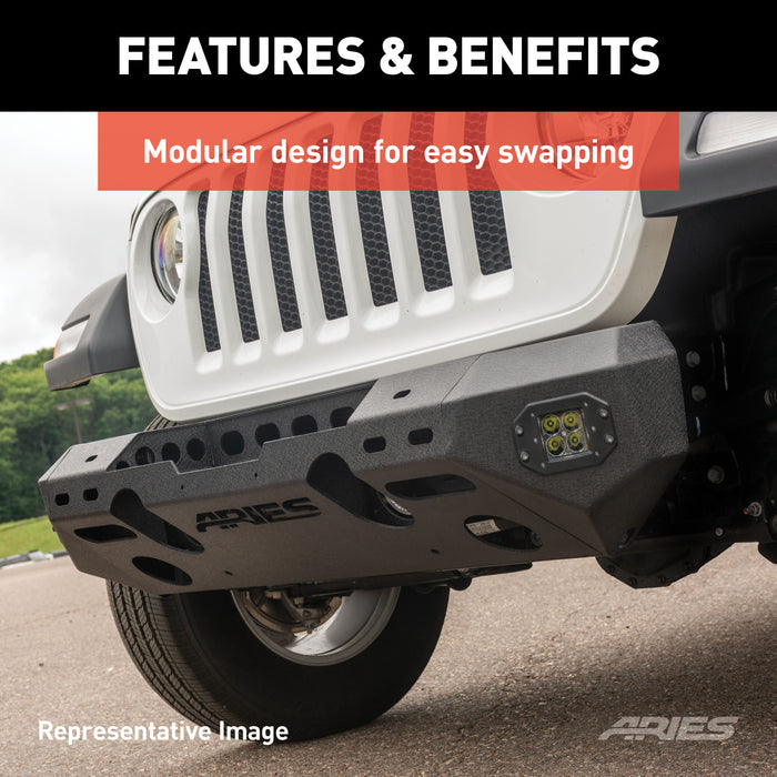 ARIES 2082044 TrailChaser Jeep Wrangler JK Aluminum Front Bumper (Option 5) for Select Jeep Wrangler