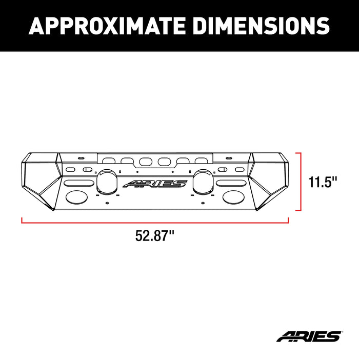 ARIES 2082052 TrailChaser Jeep Wrangler JK Aluminum Front Bumper (Option 6) for Select Jeep Wrangler