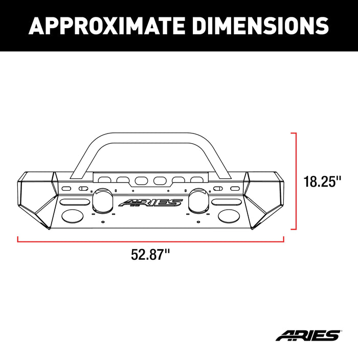 ARIES 2082054 TrailChaser Jeep Wrangler JK Aluminum Front Bumper (Option 4) for Select Jeep Wrangler