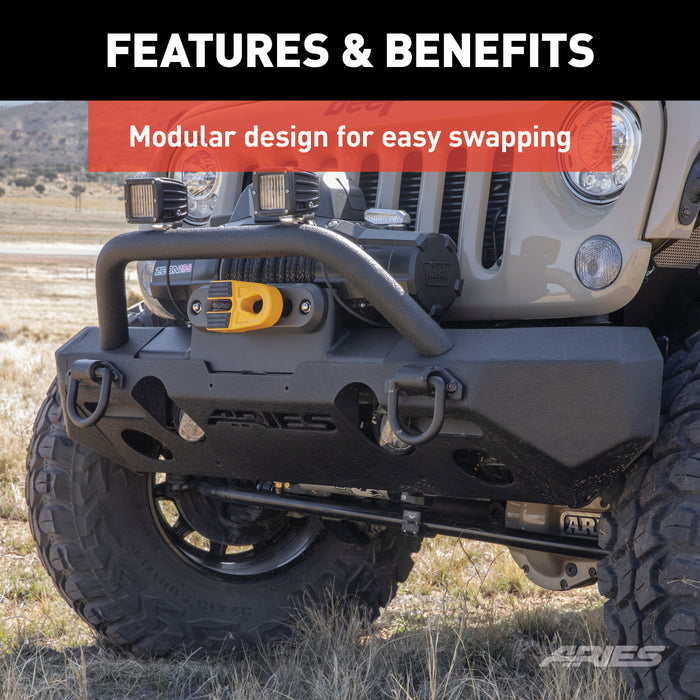 ARIES 2082054 TrailChaser Jeep Wrangler JK Aluminum Front Bumper (Option 4) for Select Jeep Wrangler