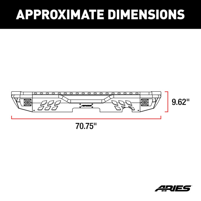 ARIES 2082061 TrailChaser Jeep Wrangler JK Aluminum Rear Bumper with LED Lights for Select Jeep Wrangler