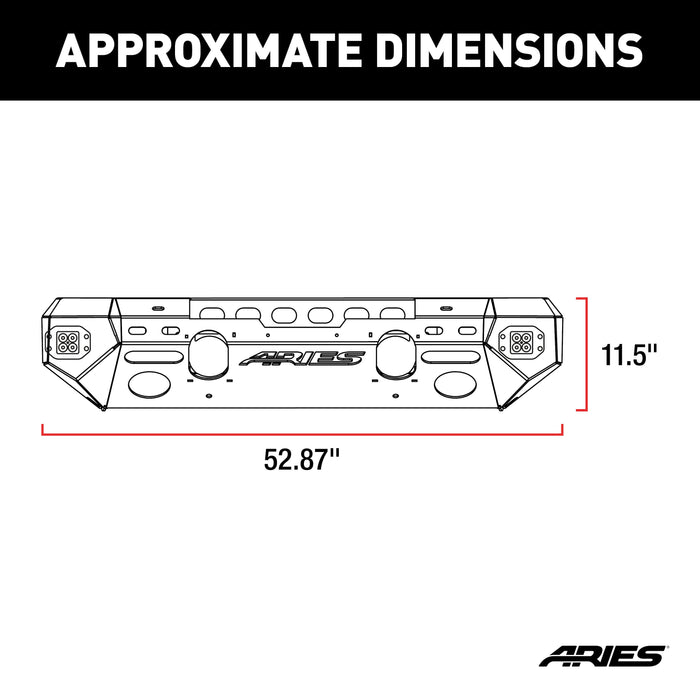 ARIES 2082075 TrailChaser Jeep Wrangler JL, Gladiator Aluminum Front Bumper (Option 5) for Select Jeep Wrangler