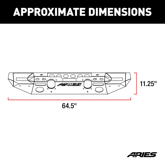ARIES 2082076 TrailChaser Jeep Wrangler JL, Gladiator Aluminum Front Bumper (Option 7) for Select Jeep Wrangler