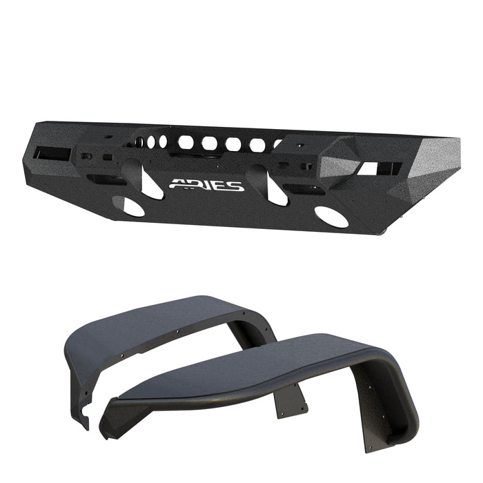 ARIES 2082077 TrailChaser Jeep Wrangler JL Aluminum Front Bumper with Fender Flares (Option 7) for Select Jeep Wrangler