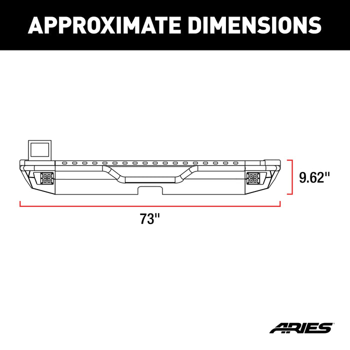 ARIES 2082083 TrailChaser Jeep Wrangler JL Aluminum Rear Bumper with LED Lights for Select Jeep Wrangler