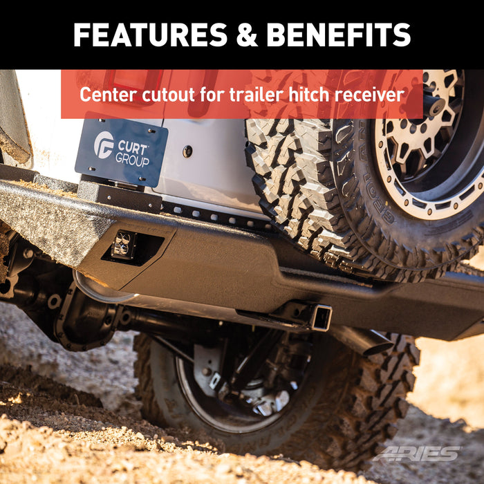 ARIES 2082083 TrailChaser Jeep Wrangler JL Aluminum Rear Bumper with LED Lights for Select Jeep Wrangler