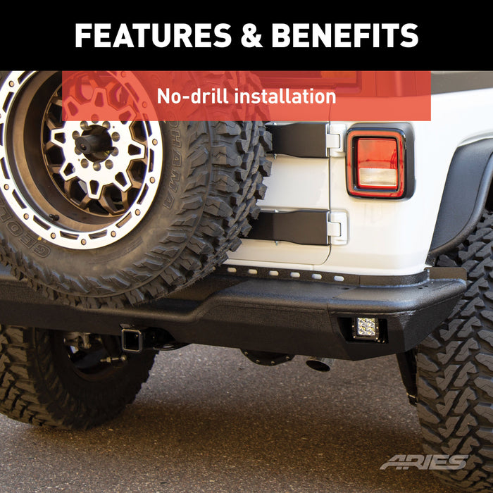 ARIES 2082083 TrailChaser Jeep Wrangler JL Aluminum Rear Bumper with LED Lights for Select Jeep Wrangler