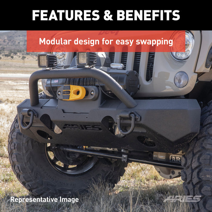 ARIES 2082092 TrailChaser Jeep Wrangler JL, Gladiator Aluminum Front Bumper (Option 4) for Select Jeep Wrangler