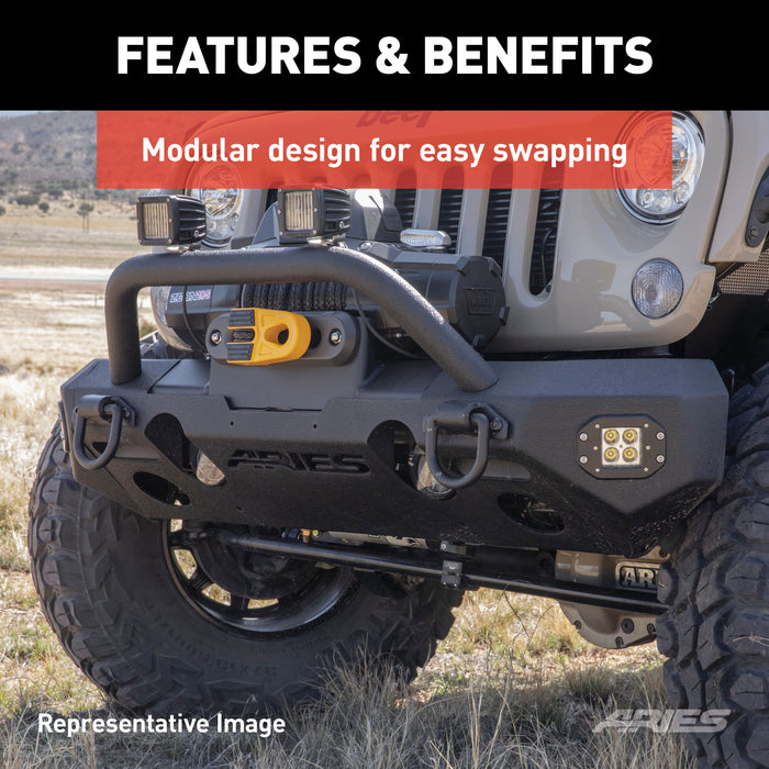 ARIES 2082094 TrailChaser Jeep Wrangler JL, Gladiator Aluminum Front Bumper (Option 3) for Select Jeep Wrangler