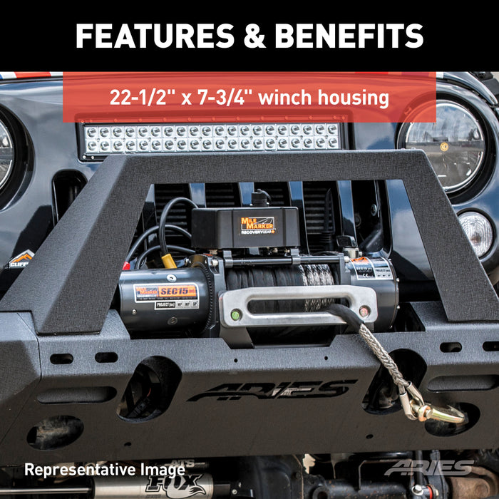 ARIES 2082095 TrailChaser Jeep Wrangler JL, Gladiator Aluminum Front Bumper (Option 1) for Select Jeep Wrangler