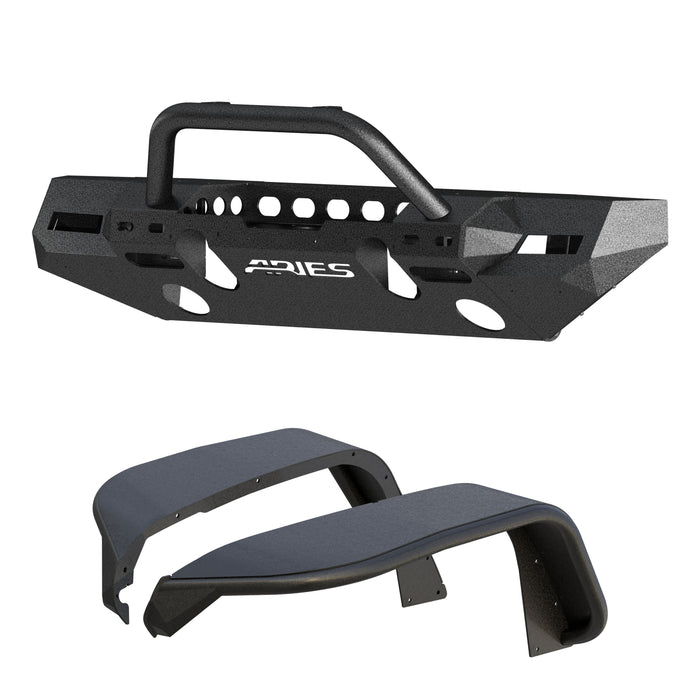 ARIES 2082096 TrailChaser Jeep Wrangler JL Front Bumper with Fender Flares (Option 8) for Select Jeep Wrangler