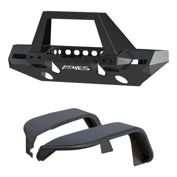 ARIES 2082097 TrailChaser Jeep Wrangler JL Front Bumper with Fender Flares (Option 9) for Select Jeep Wrangler