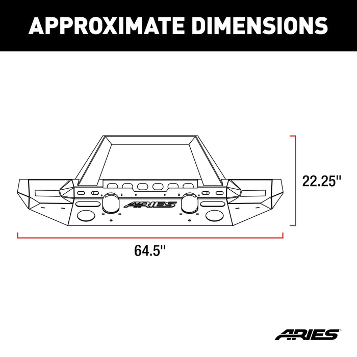 ARIES 2082099 TrailChaser Jeep Wrangler JL, Gladiator Aluminum Front Bumper (Option 9) for Select Jeep Wrangler