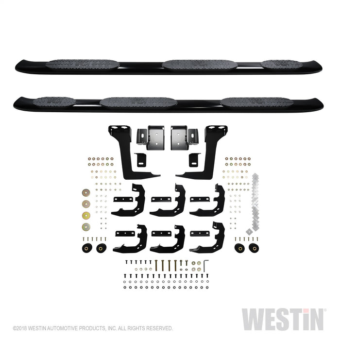 Westin 21-534705 PRO TRAXX 5 Oval Wheel to Wheel Nerf Step Bars; Black; w/Mount Kit; - Truck Part Superstore