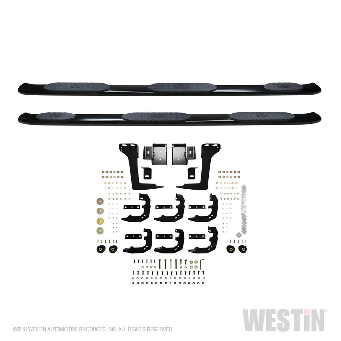Westin 21-534725 PRO TRAXX 5 Oval Wheel to Wheel Nerf Step Bars; Black; w/Mount Kit; - Truck Part Superstore