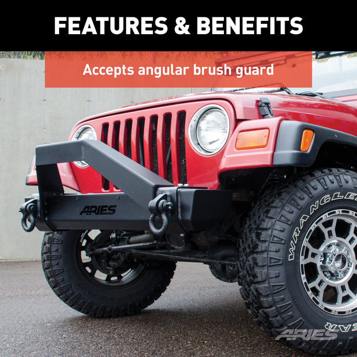 ARIES 2156001 TrailCrusher Jeep Wrangler TJ Steel Front Bumper, 9.5K for Select Jeep Wrangler