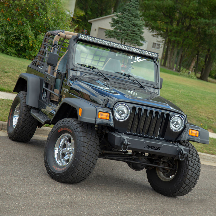 ARIES 2156001 TrailCrusher Jeep Wrangler TJ Steel Front Bumper, 9.5K for Select Jeep Wrangler