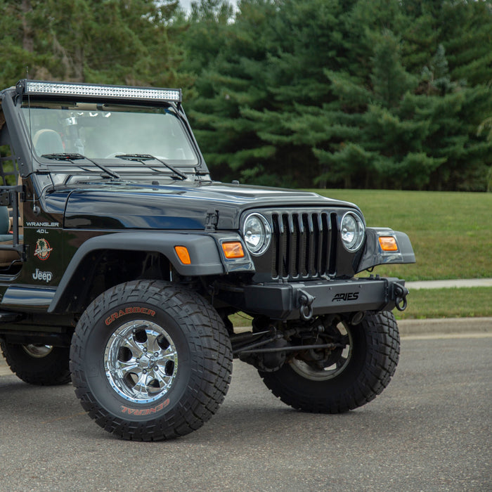 ARIES 2156001 TrailCrusher Jeep Wrangler TJ Steel Front Bumper, 9.5K for Select Jeep Wrangler