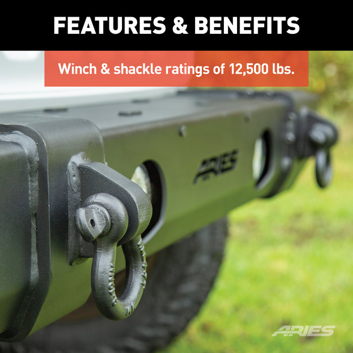 ARIES 2156002 TrailCrusher Jeep Wrangler JL, Gladiator Steel Front Bumper, 12.5K for Select Jeep Wrangler