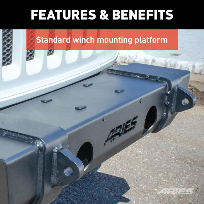 ARIES 2156002 TrailCrusher Jeep Wrangler JL, Gladiator Steel Front Bumper, 12.5K for Select Jeep Wrangler