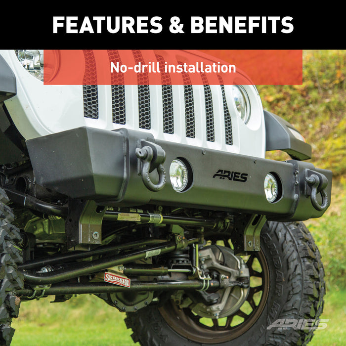 ARIES 2156002 TrailCrusher Jeep Wrangler JL, Gladiator Steel Front Bumper, 12.5K for Select Jeep Wrangler
