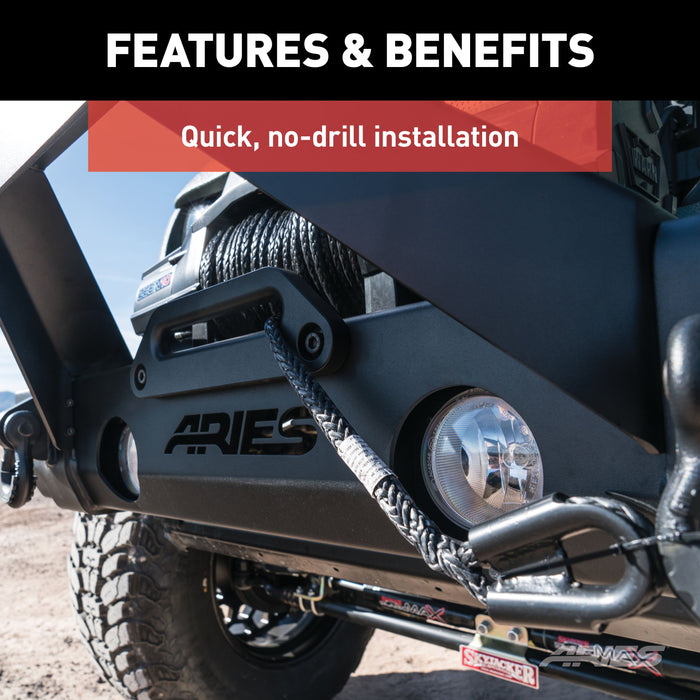 ARIES 2156050 TrailCrusher Jeep Wrangler, Gladiator Steel Front Bumper Angular Brush Guard for Select Jeep Wrangler