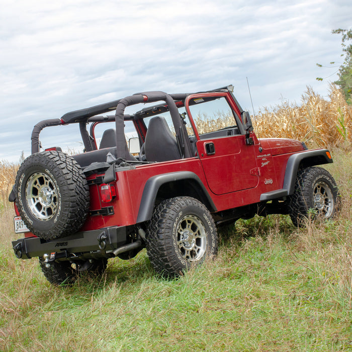 ARIES 2157001 TrailCrusher Jeep Wrangler TJ Steel Rear Bumper, 9.5K for Select Jeep Wrangler