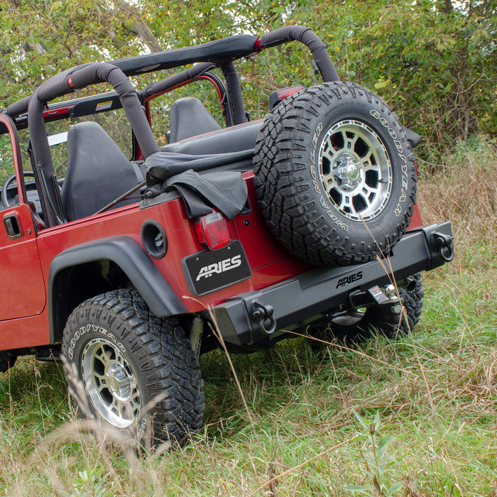 ARIES 2157001 TrailCrusher Jeep Wrangler TJ Steel Rear Bumper, 9.5K for Select Jeep Wrangler
