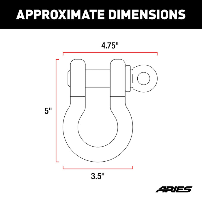 ARIES 2166071 Off-Road D-Ring Shackles (12,500 lbs, 2-Pack)