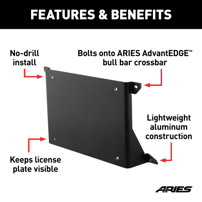 ARIES 2169000 AdvantEDGE Bull Bar License Plate Bracket