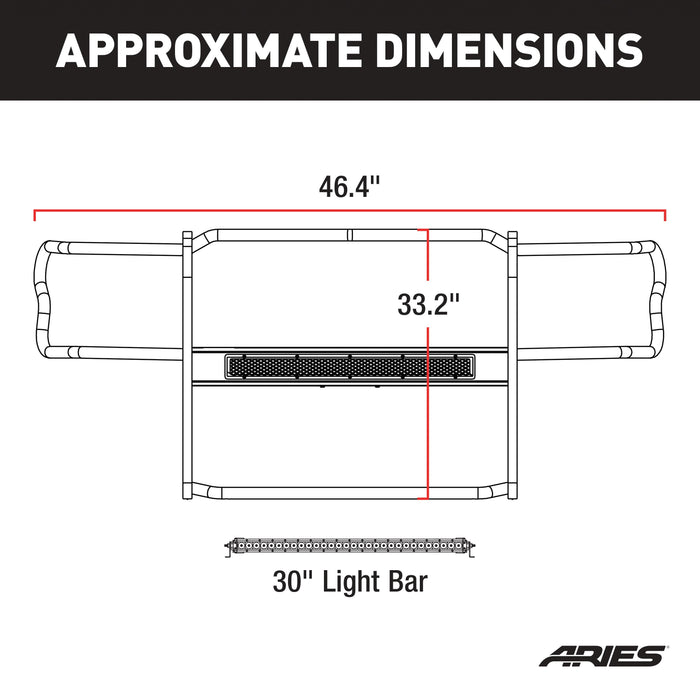 ARIES 2170022 Pro Series Black Steel Grille Guard with Light Bar, Select Colorado, Canyon for Select Chevrolet Colorado