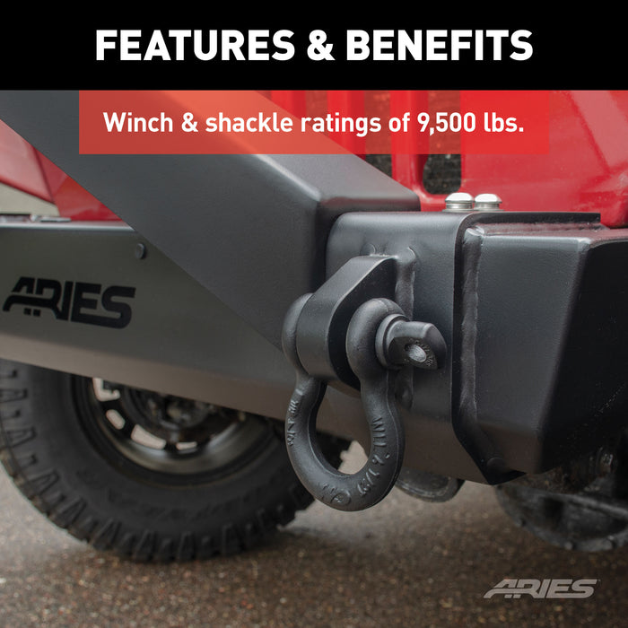 ARIES 2186001 TrailCrusher Jeep Wrangler TJ Steel Front Bumper with Brush Guard, 9.5K for Select Jeep Wrangler