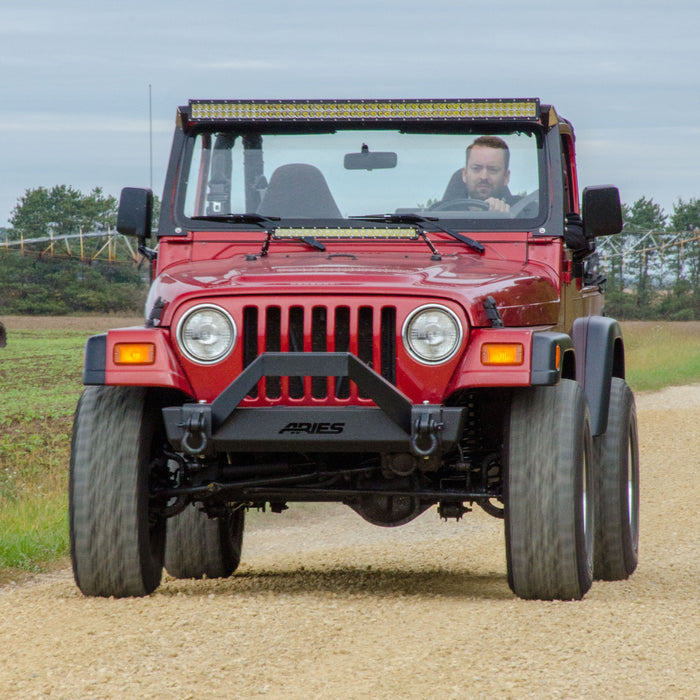 ARIES 2186001 TrailCrusher Jeep Wrangler TJ Steel Front Bumper with Brush Guard, 9.5K for Select Jeep Wrangler