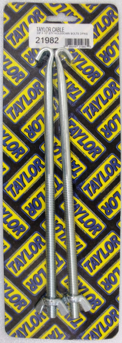 Taylor Cable 21982 J Battery Hold Down Bolt; 3/8 in. x 10 in.; Wing Nuts; Zinc Plated; Pair; - Truck Part Superstore
