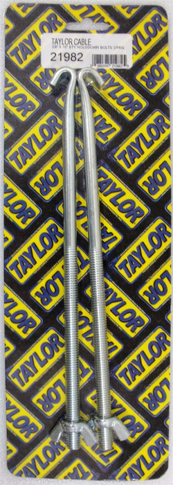 Taylor Cable 21982 J Battery Hold Down Bolt; 3/8 in. x 10 in.; Wing Nuts; Zinc Plated; Pair; - Truck Part Superstore