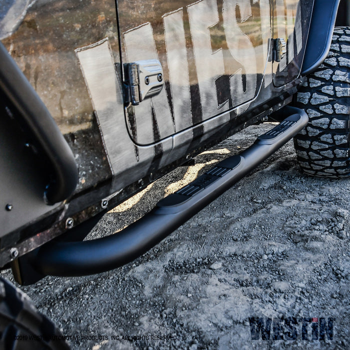 Westin 23-4065 E-Series 3 Round Nerf Step Bars; Textured Black; - Truck Part Superstore
