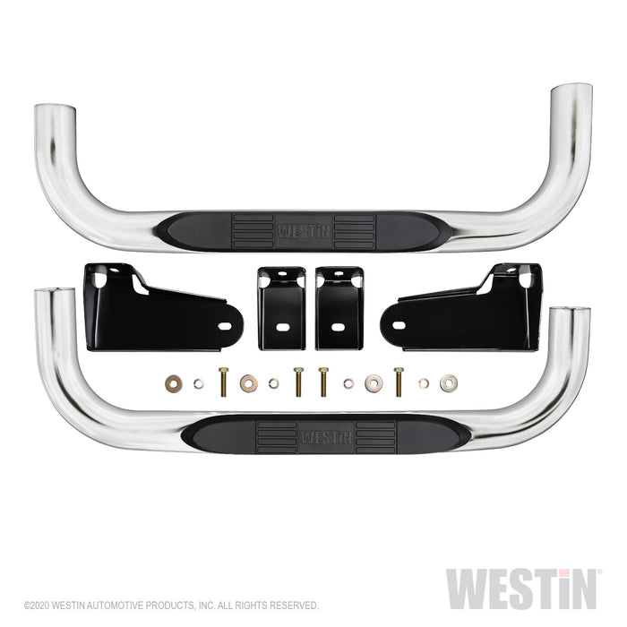 Westin 23-4110 E-Series 3 Round Nerf Step Bars; Stainless Steel; - Truck Part Superstore