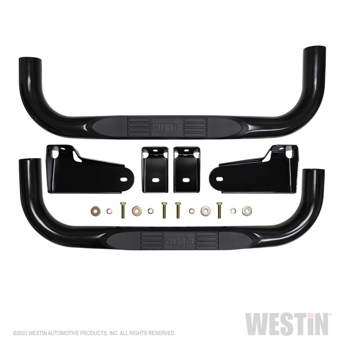 Westin 23-4115 E-Series 3 Round Nerf Step Bars; Steel; Black; - Truck Part Superstore