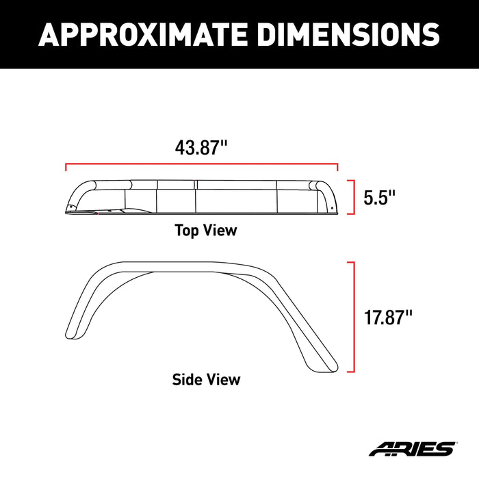 ARIES 2500201 Jeep Wrangler JK Black Aluminum Rear Fender Flares for Select Jeep Wrangler