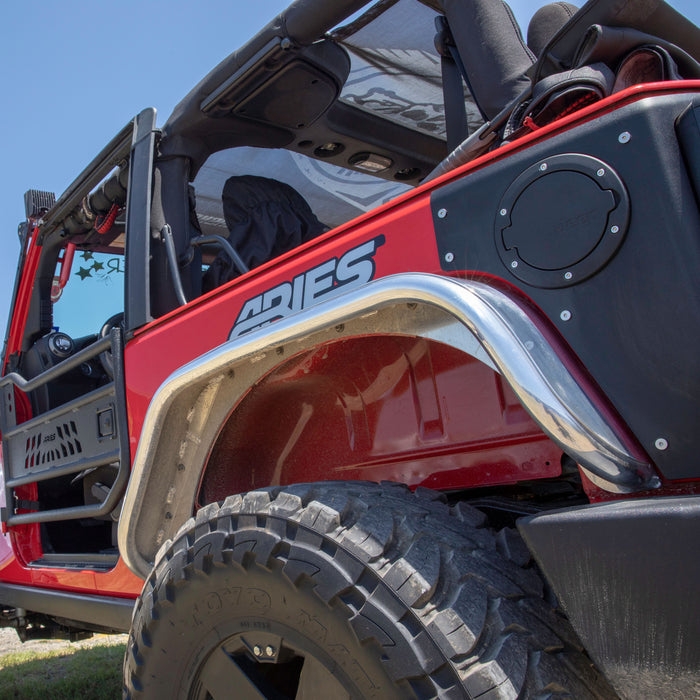 ARIES 2500202 Jeep Wrangler JK Raw Aluminum Rear Fender Flares for Select Jeep Wrangler